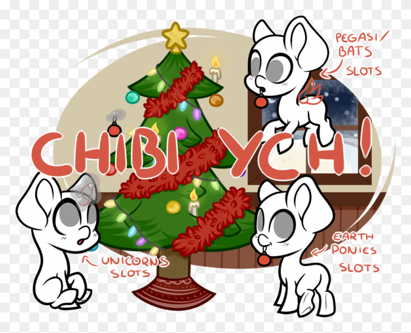 981x783 Closed Christmas Chibi Ych Cartoon, Tree, Plant, Christmas Tree HD PNG Download