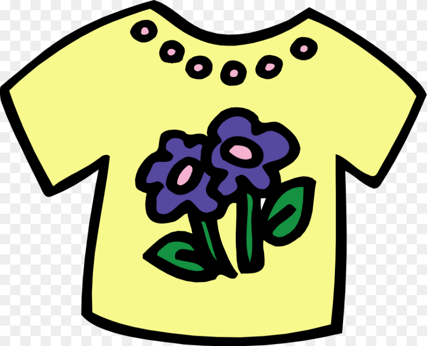 Cloth Clipart, Clothing, T-shirt, Shirt, Flower PNG