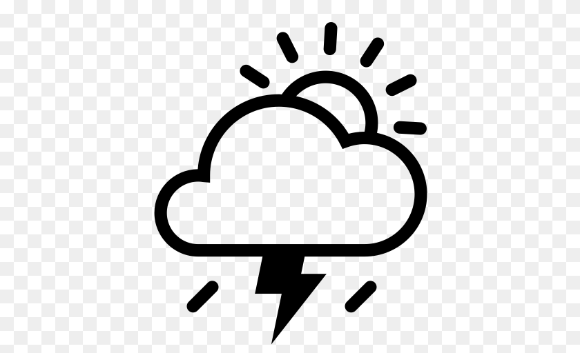 512x512 Cloud Sun Rain Lightning Cloud Lightning Power Bolt Icon, Gray Clipart PNG