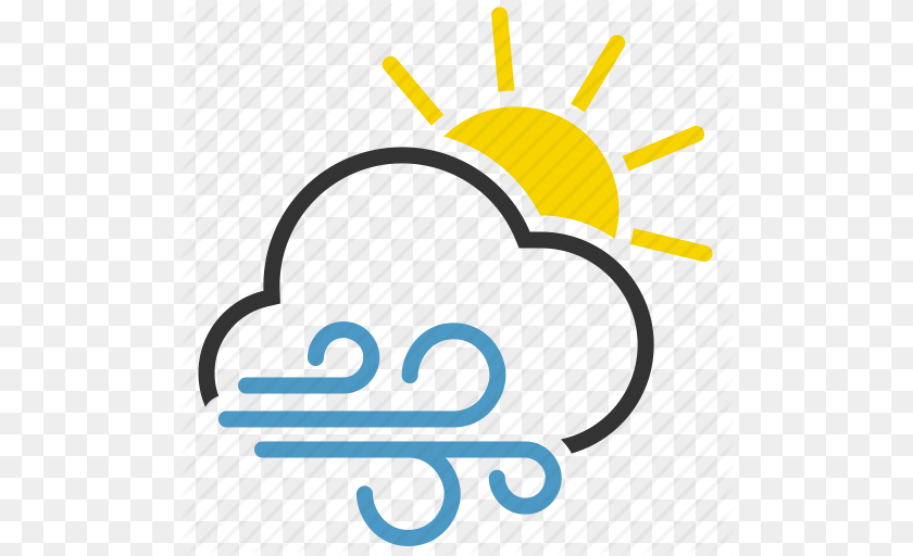Cloud Sun Wind Windy Icon Clipart PNG