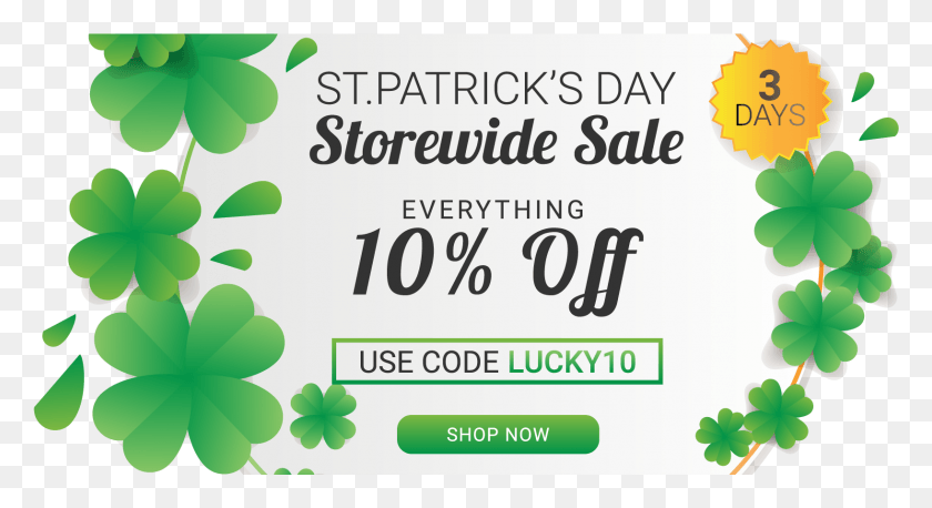 1634x834 Clover St Patrick39s Day Sale, Text, Flyer, Poster HD PNG Download
