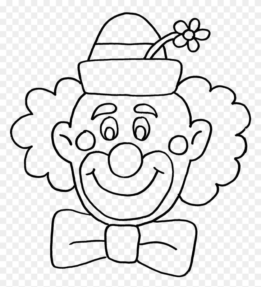 1136x1257 Clown Circus Fun Coloring Book Image Black And White Happy Clown Clipart, Gray, World Of Warcraft HD PNG Download