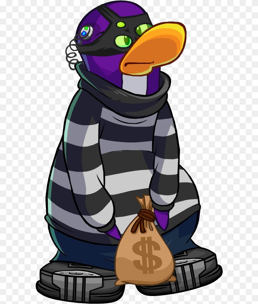 611x989 Club Penguin Robber, Bag, Baby, Person Transparent PNG