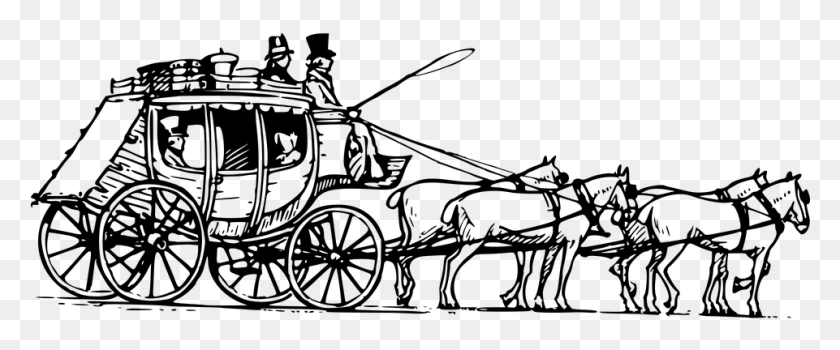 961x358 Coach Horse Horse Drawn Stagecoach Transport Pt Kereta Kencana Murni, Gray, World Of Warcraft HD PNG Download