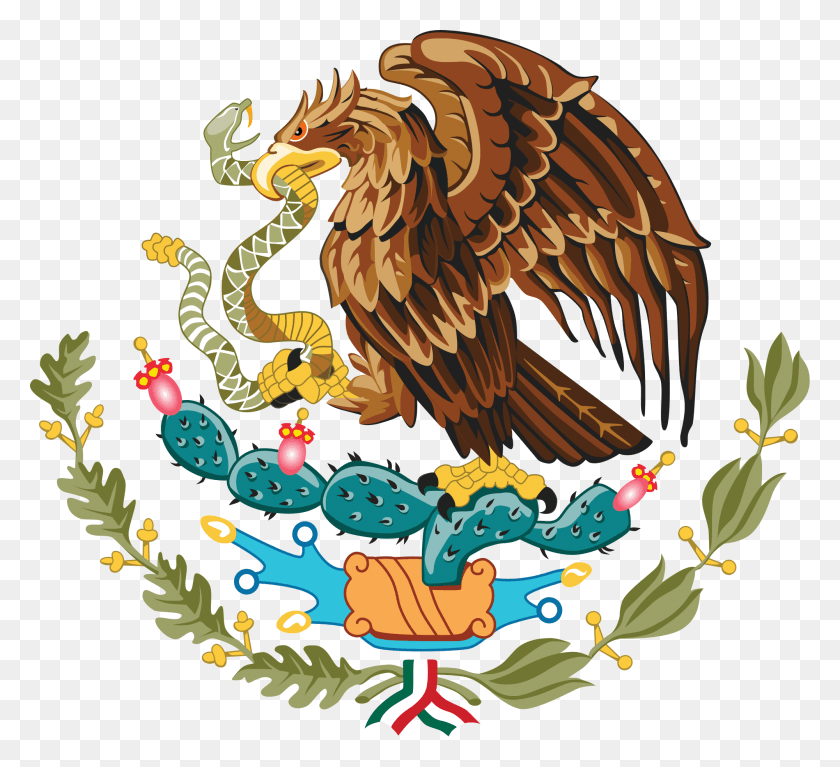 2000x1813 Escudo De Armas De Mexico En El Centro De Mexico Bandera, Dragón, Dinosaurio, Reptil Hd Png