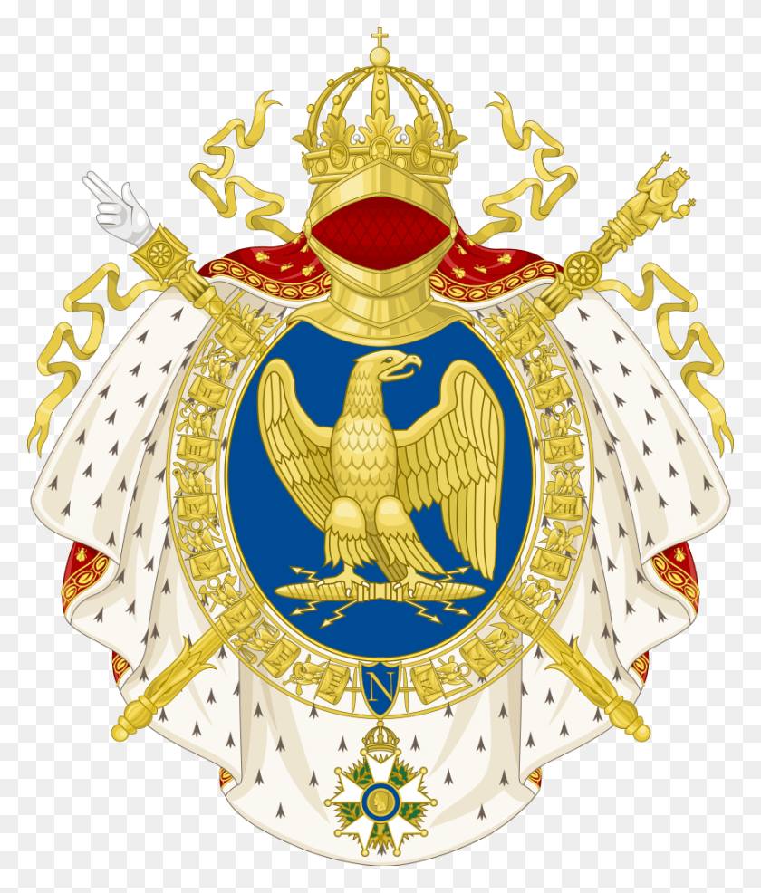 862x1024 Coat Of Arms Of The First French Empire Round Shield French Empire Coat Of Arms, Symbol, Emblem, Bird HD PNG Download