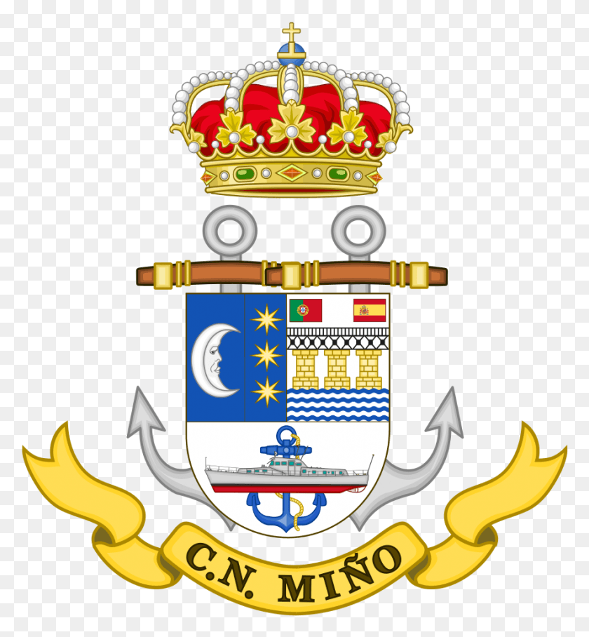 883x961 Coat Of Arms Of The Spanish Navy Naval Command Of The Spanish Civil Guard Emblem, Symbol, Crown, Jewelry HD PNG Download