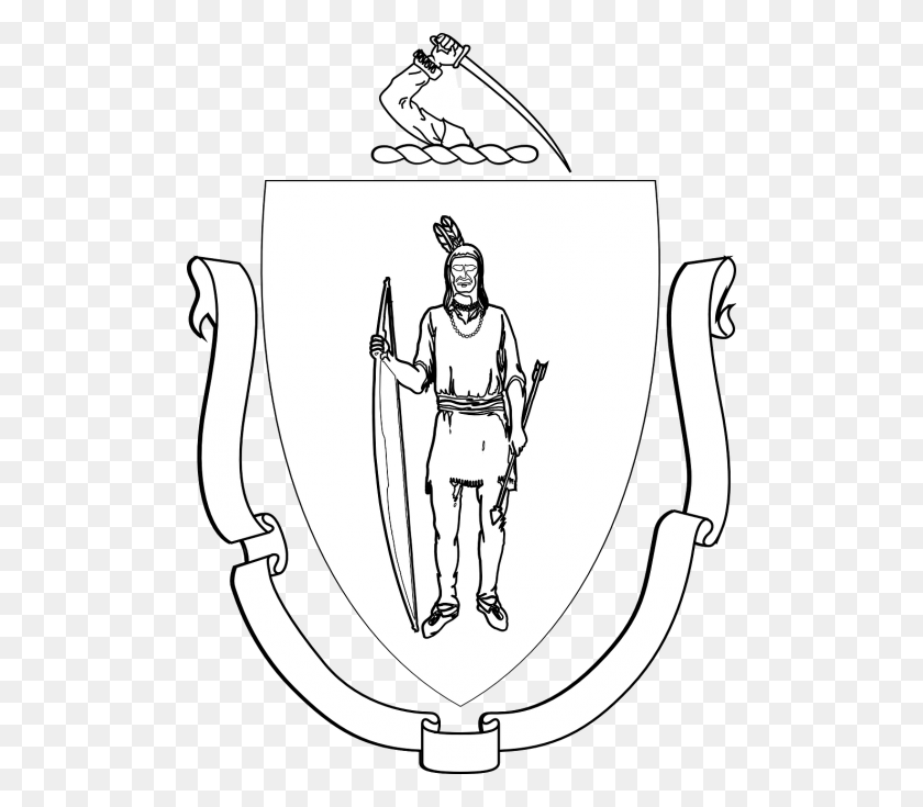 500x675 Escudo De Massachusetts Sello Del Estado De Dibujo, Armadura, Persona, Humano Hd Png