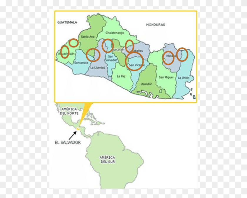 506x614 Cobertura Geogrfica De Las Ops Del P4p En El Salvador Map, Diagram, Plot, Vegetation HD PNG Download