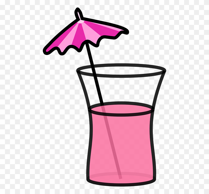496x720 Cóctel Bebida Bebida Rosa Verano Paraguas Paraguas Bebida Clip Art, Lámpara, Cilindro, La Vida Silvestre Hd Png