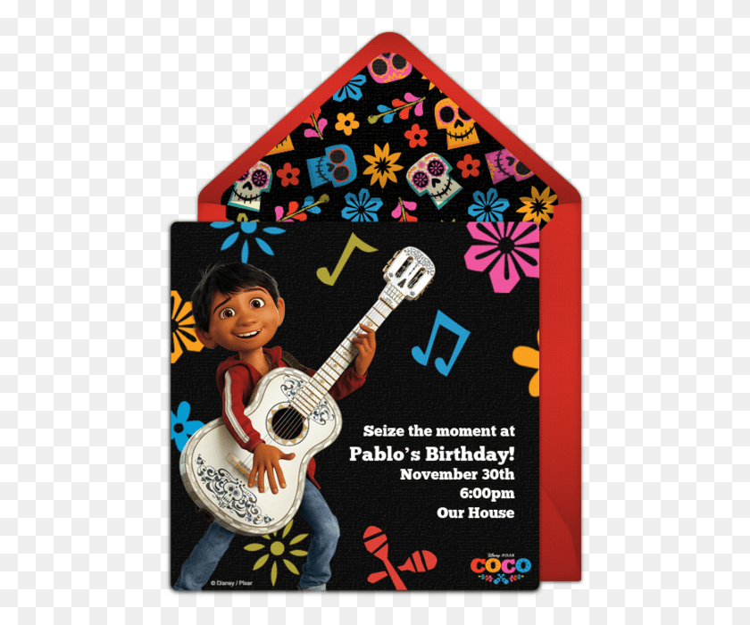 473x640 Coco Online Invitation Coco Invitations In Spanish, Guitar, Leisure Activities, Musical Instrument HD PNG Download