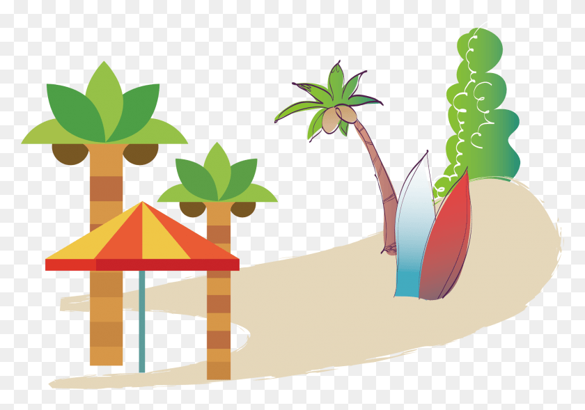 1839x1249 Descargar Png Coconut Clipart Sun Beach Equipaje Playa Ilustración, Gráficos, Planta Hd Png