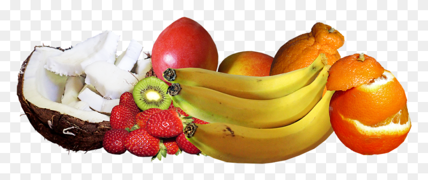 953x359 Coconut Fruit Bananas Citrus Berries Mango Health Saba Banana, Plant, Food, Orange HD PNG Download