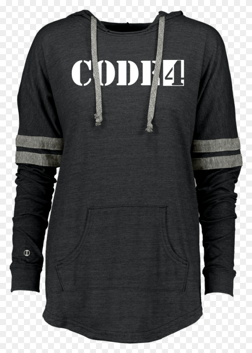 802x1145 Code 4 Ladies Hooded Low Key Pullover Sweater, Clothing, Apparel, Sleeve HD PNG Download