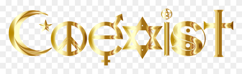 2933x750 Coexist Computer Icons Data Symbol, Gold, Text, Lighting HD PNG Download