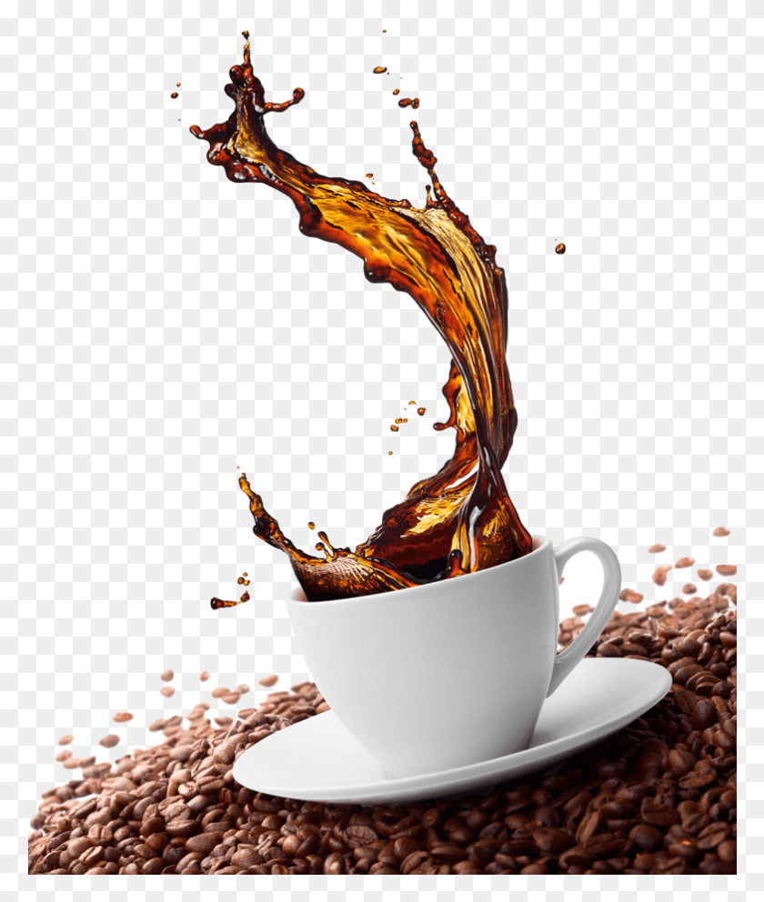784x937 Coffee Cappuccino Effect Bean Splash Green Cafe Clipart Coffee Splash, Coffee Cup, Cup, Pottery HD PNG Download