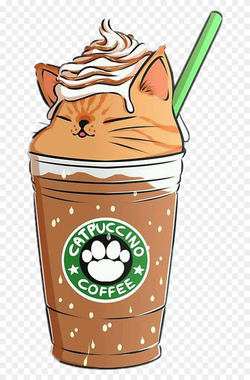 664x1219 Coffee Capuccino Cat Emoji Remixit Cute Food Kawaii Backgrounds, Cup, Dessert, Cream HD PNG Download