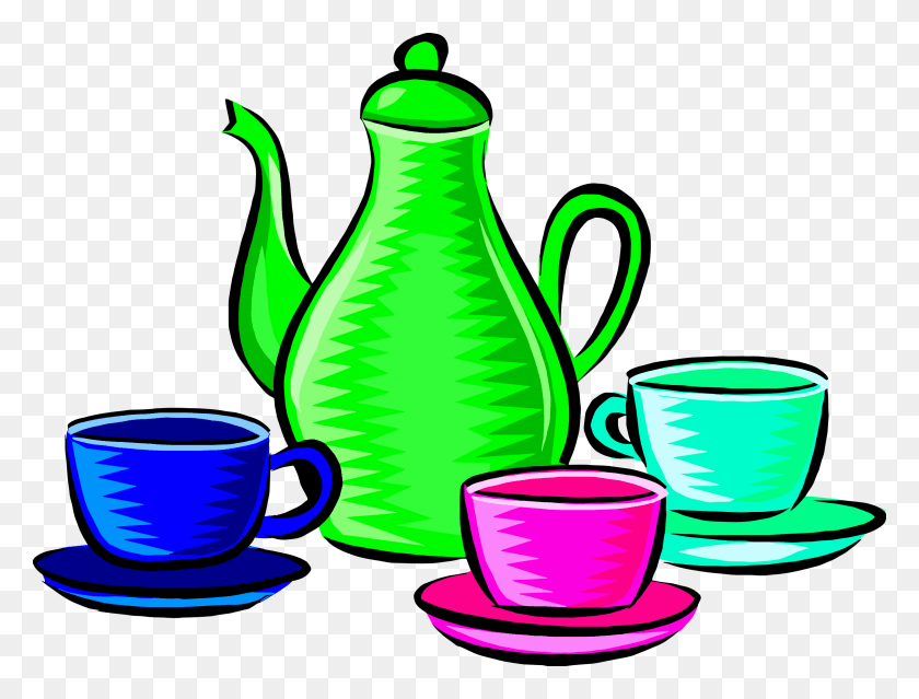 2400x1782 Coffee Pot And Colour Image Cup Is Near The Pot Clipart, Green, Pottery, Vase HD PNG Download