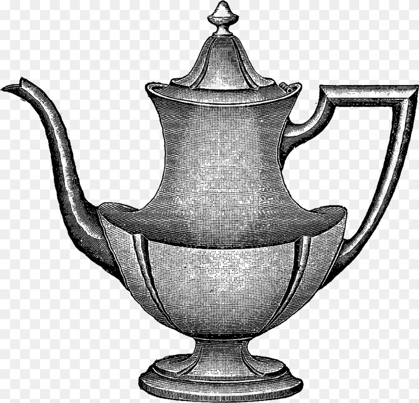 1407x1353 Coffee Pot Clip Art Vintage Silver Teapot, Pottery, Silhouette, Person Sticker PNG