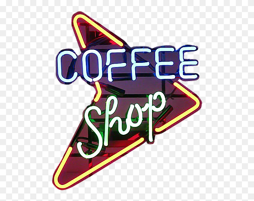 508x605 Descargar Png Coffee Shop Sign Neon Niche Moodboard Freetoedit Colorfulness, Light, Dynamite, Bomb Hd Png
