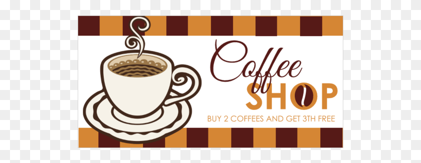 531x266 Coffee Shop Vinyl Banner With Buy Two Drinks Get Third Coffee Shop Banner, Coffee Cup, Cup, Latte HD PNG Download