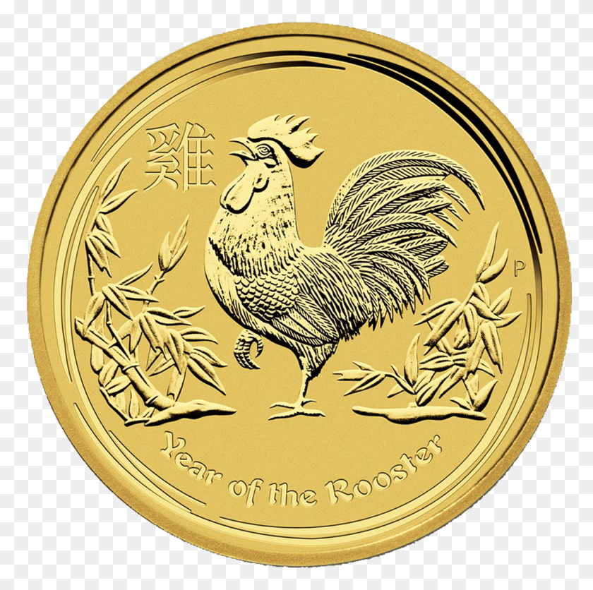 990x986 Coin Australian Lunar Series Rooster 2017 1oz 2017 Year Of The Rooster Gold Coin, Bird, Animal, Money HD PNG Download