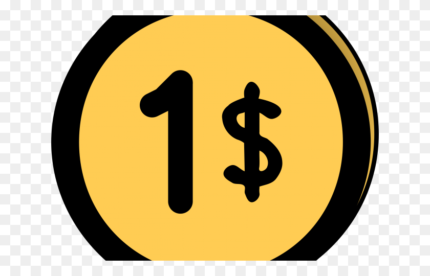 640x480 Coin Clipart 1 Dollar 1 Dollar Clip Art, Number, Symbol, Text HD PNG Download