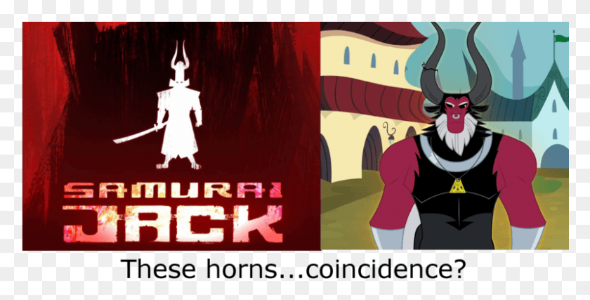 801x377 Coincidence Comparison Horns Lord Tirek Safe Samurai Samurai Jack Is Back Meme, Poster, Advertisement, Person HD PNG Download