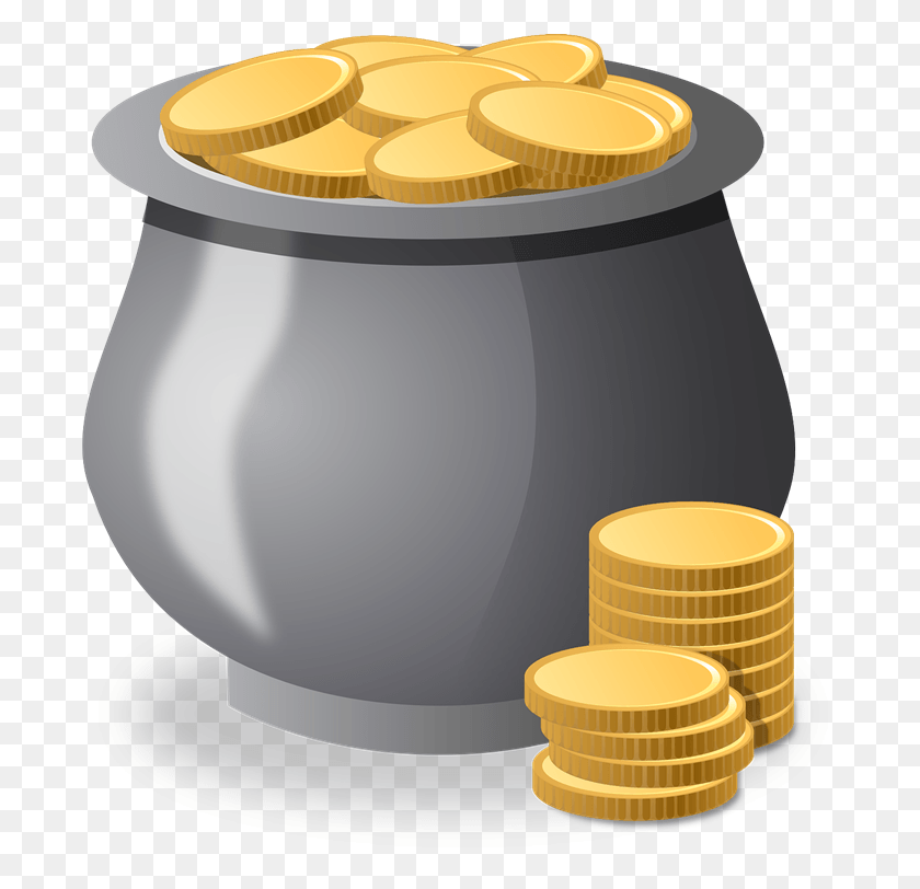 693x752 Coins Clipart Gold Coin Money Pot Clipart, Cooker, Appliance, Lamp HD PNG Download