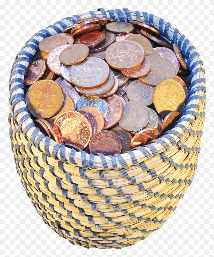 921x1121 Coins In A Basket, Coin, Money, Bread HD PNG Download