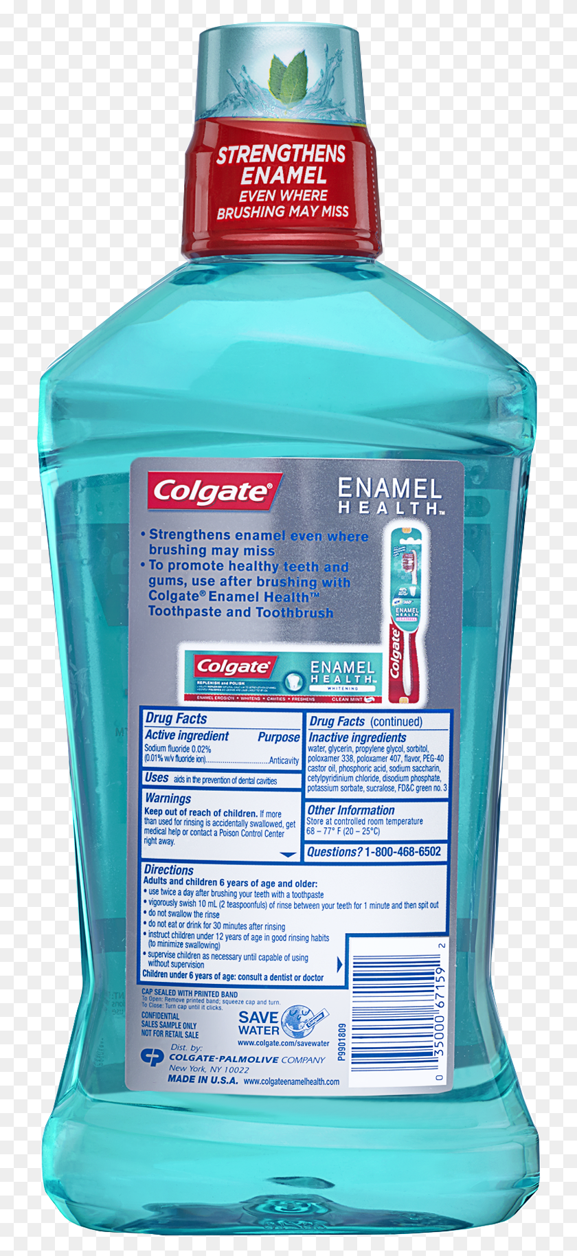 737x1768 Colgate Enamel Health Fluoride Mouthwash Mint, Bottle, Refrigerator, Appliance HD PNG Download
