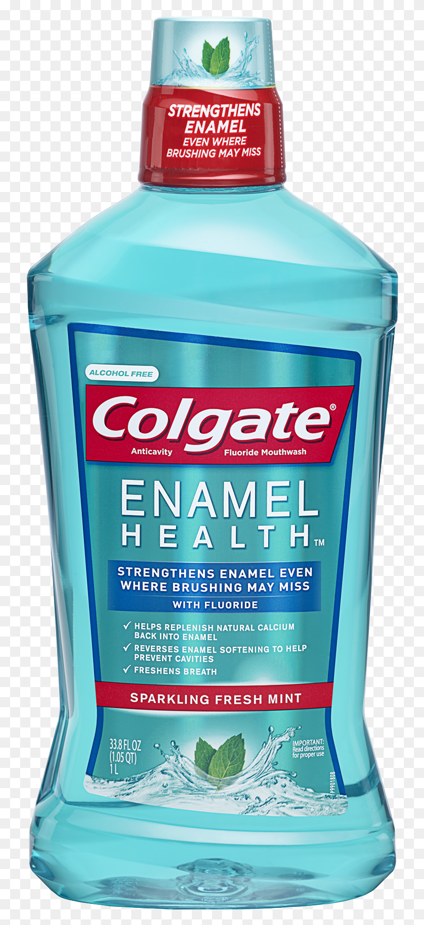 740x1771 Colgate Enamel Health Fluoride Mouthwash Mint Colgate Enamel Health Mouthwash, Bottle, Cosmetics, Sunscreen HD PNG Download