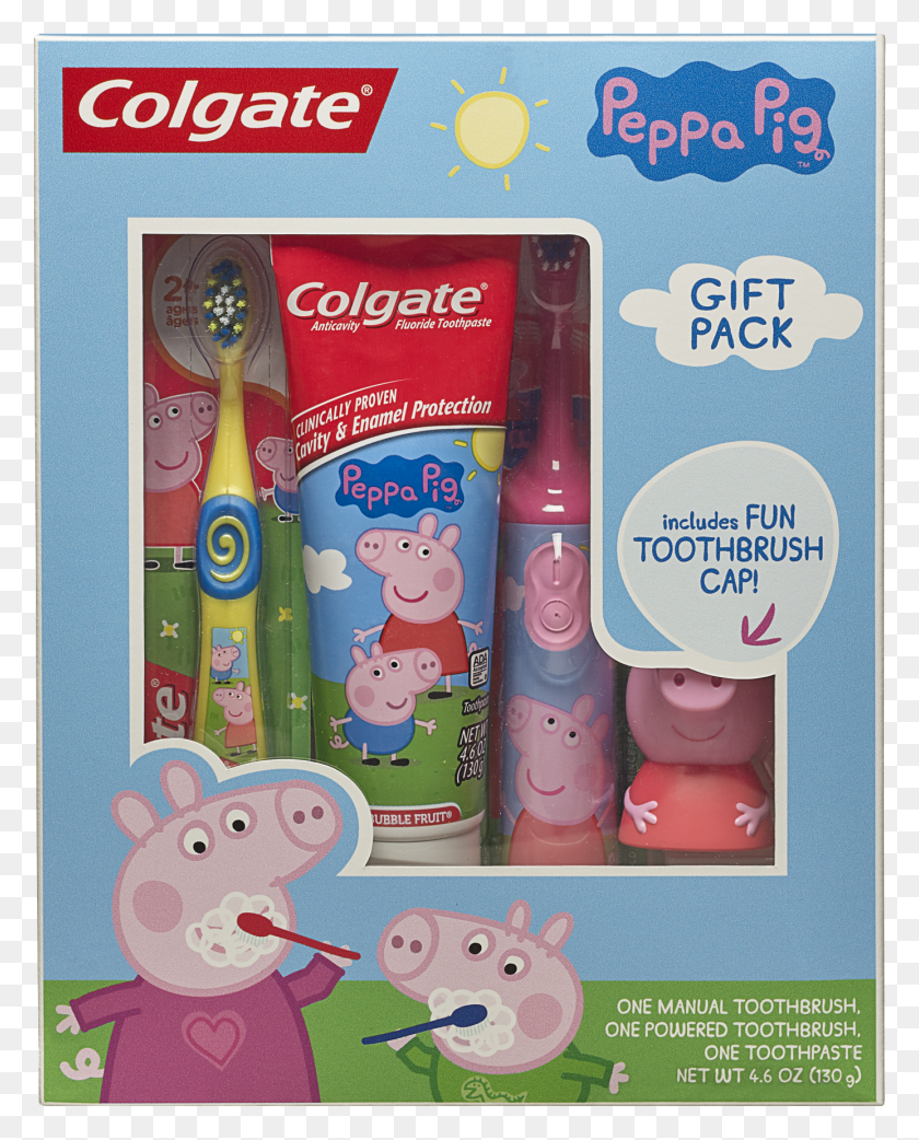 1385x1744 Colgate Kids Toothbrush Toothpaste Toothbrush Cap Colgate Peppa Pig Toothpaste Brush HD PNG Download