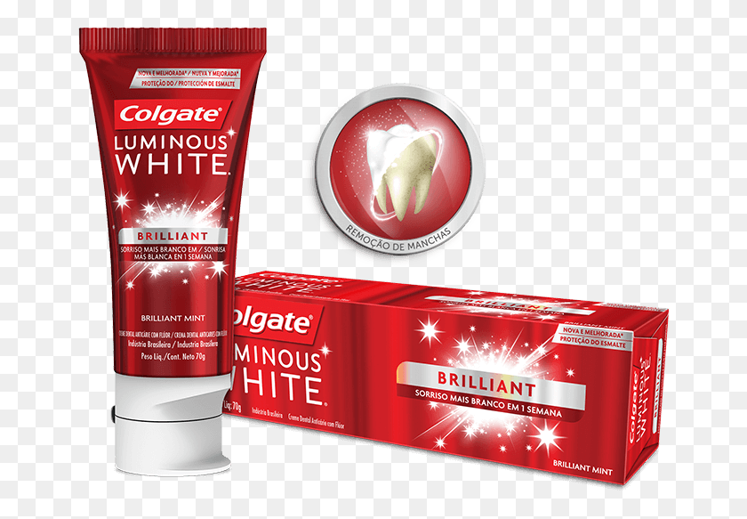666x523 Colgate Luminous White Brilliantfrmula Com Ingredientes Colgate, Label, Text, Advertisement HD PNG Download