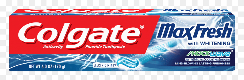 2401x674 Colgate Max Fresh Shockwave Toothpaste With Cooling Colgate Max Fresh, Text, Soda, Beverage HD PNG Download