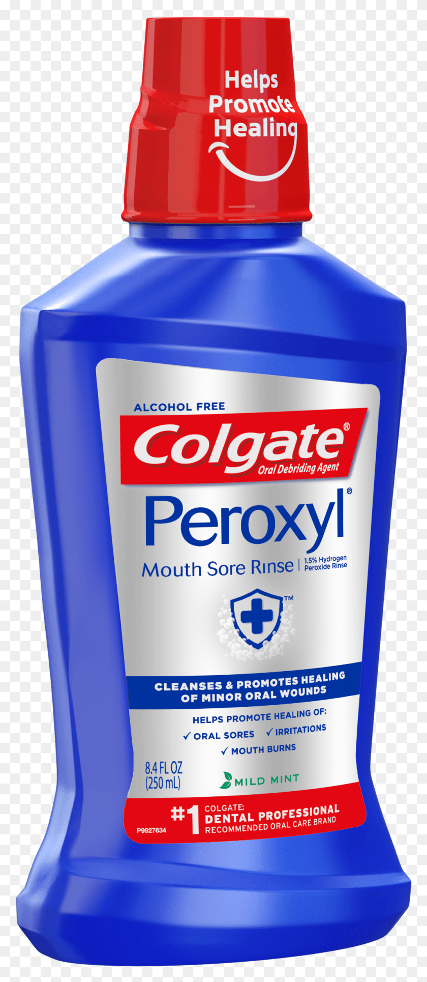 1001x2401 Colgate Peroxyl Mouth Sore Rinse Mild Mint Colgate, Bottle, Cosmetics, Label HD PNG Download