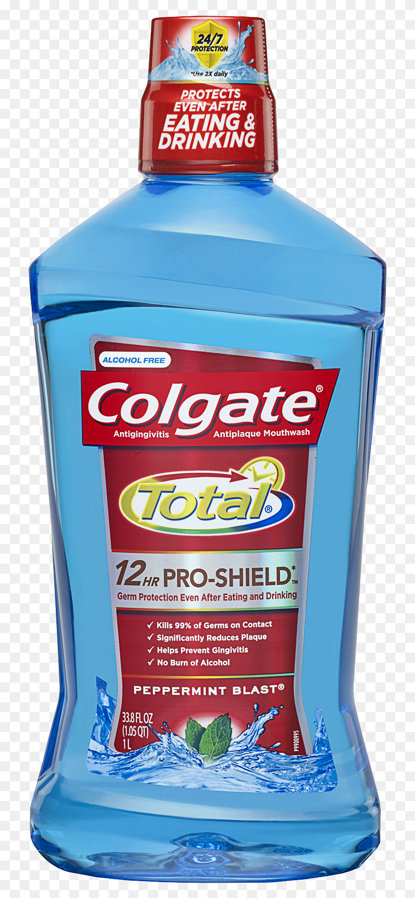 727x1756 Colgate Total Pro Shield Mouthwash Peppermint Colgate Total Mouthwash, Bottle, Cosmetics, Food HD PNG Download