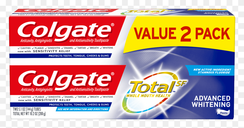 2401x1185 Colgate Total Sf Advanced Whitening, Word, Toothpaste, Poster HD PNG Download