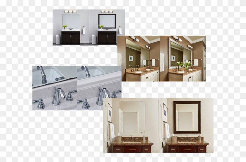 621x496 Collage Bathroom Mirrors Using Mirrormate Frames Interior Design, Indoors, Interior Design, Room HD PNG Download