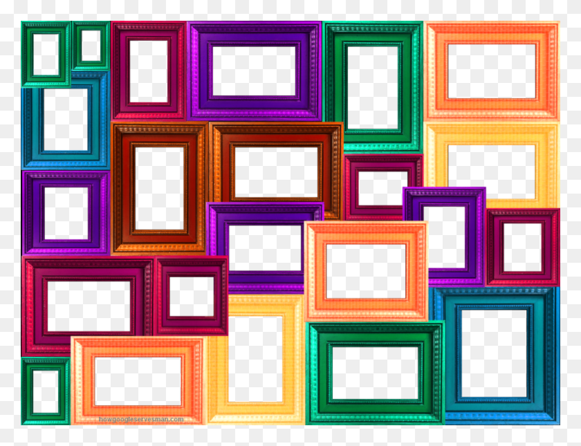 1024x768 Collage Frame High Quality Colorful Picture Frame Collage, Purple, Light HD PNG Download