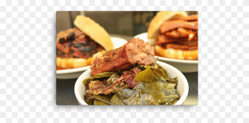 524x357 Collard Greens Canvas Twice Cooked Pork, Sandwich, Food, Burger HD PNG Download