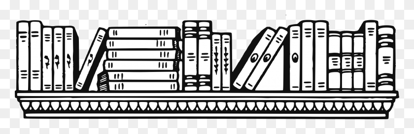 2400x654 Collection Of Book Shelf Black And White Clipart Books On A Shelf Clipart Black And White, Text, Architecture, Building HD PNG Download