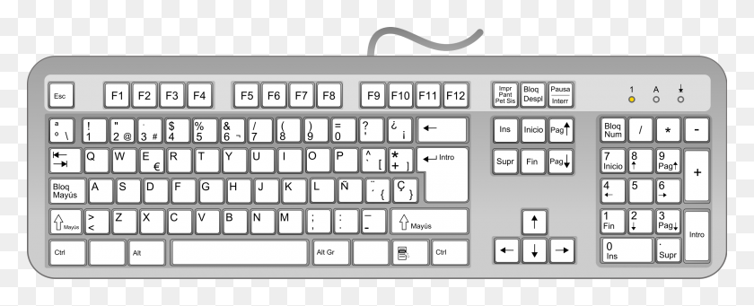 2400x867 Collection Of Computer Keyboard Clipart Keyboard Black And White Clipart, Computer Keyboard, Computer Hardware, Hardware HD PNG Download