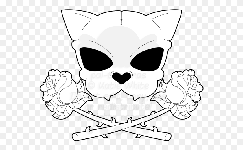 568x459 Collection Of Cute Drawing High Quality Cat Skull And Crossbones Tattoo, Symbol, Stencil, Pirate HD PNG Download