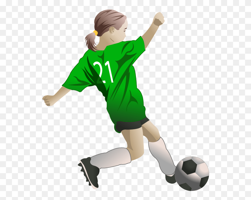 560x610 Collection Of Female Soccer Players Clipart Girl Play Football, Person, Human, People HD PNG Download