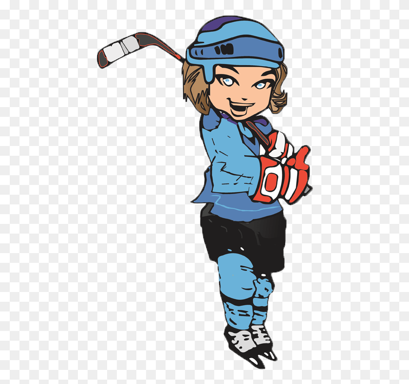 446x729 Collection Of Ice High Quality Free Hockey Player Girl Clip Art, Person, Human, Weapon HD PNG Download