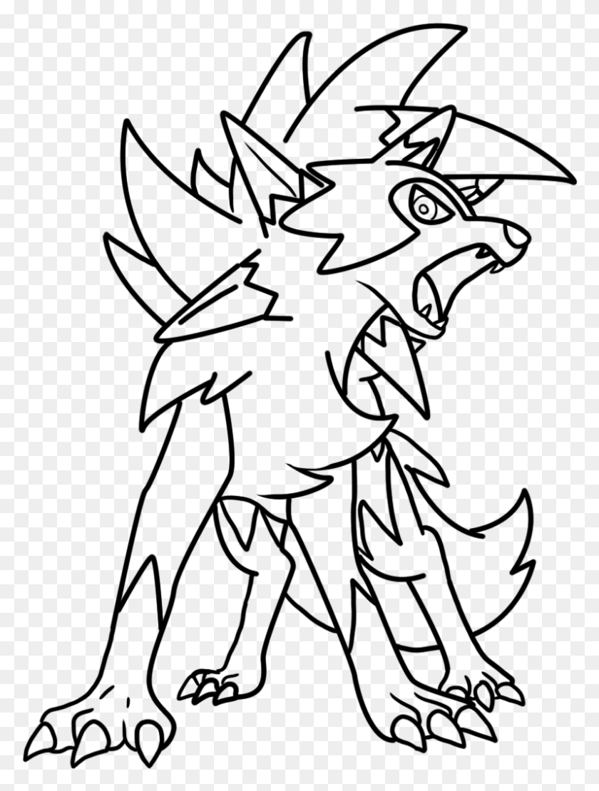 796x1072 Collection Of Lycanroc High Quality Free Lycanroc Pokemon Coloring Pages, Gray, World Of Warcraft HD PNG Download
