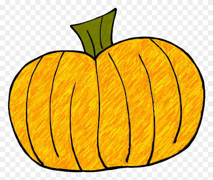 808x675 Collection Of Round Pumpkin Clipart Pumpkin Doodle, Plant, Food, Fruit HD PNG Download
