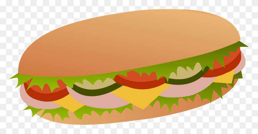 2363x1148 Collection Of Turkey And Cheese Sandwich Clipart Sub Sandwich Clipart, Burger, Food, Lunch HD PNG Download