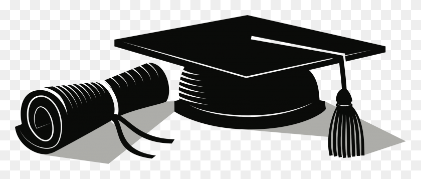 2395x913 College Diploma Hat Clipart Of Free Clipart Graduation College Diploma Clip Art, Projector, Gun, Weapon HD PNG Download